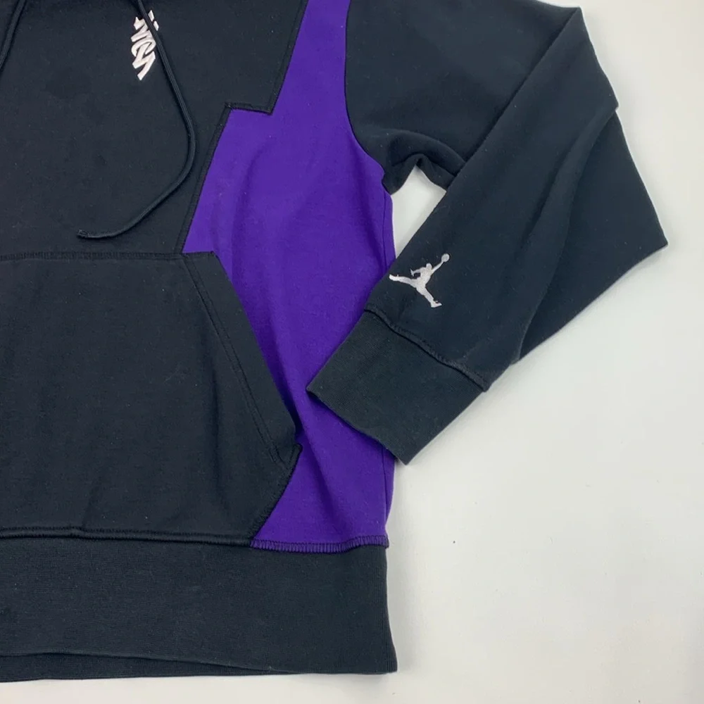 Vintage retro Jordan Black Hoodie Red Purple colors White logo Drawstring Medium